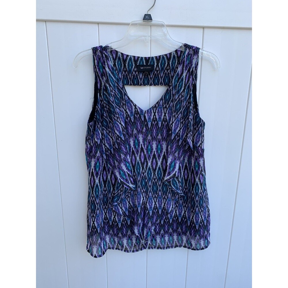 AB Studio Career Tank Womens Small Sleeveless Lined Colorful Abstract